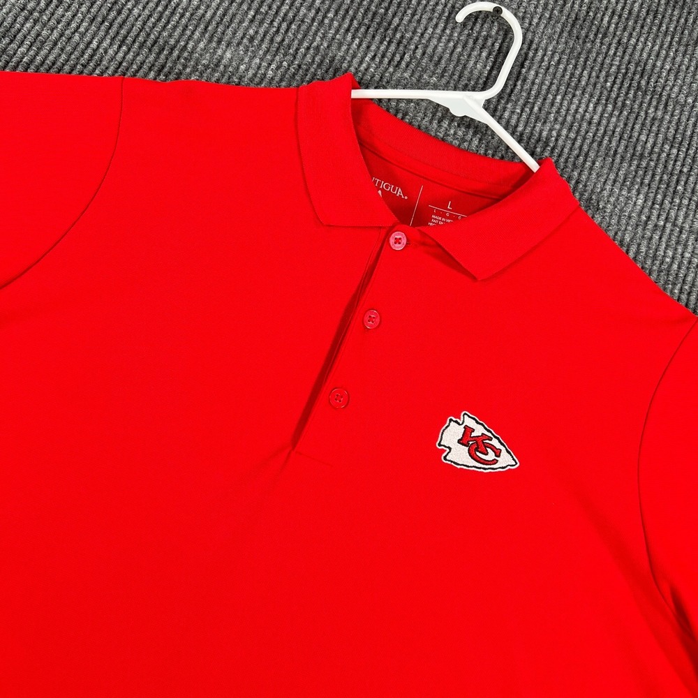 Kansas City Chiefs Polo Shirt Mens Large Red Short Sleeve NFL Football Antigua
